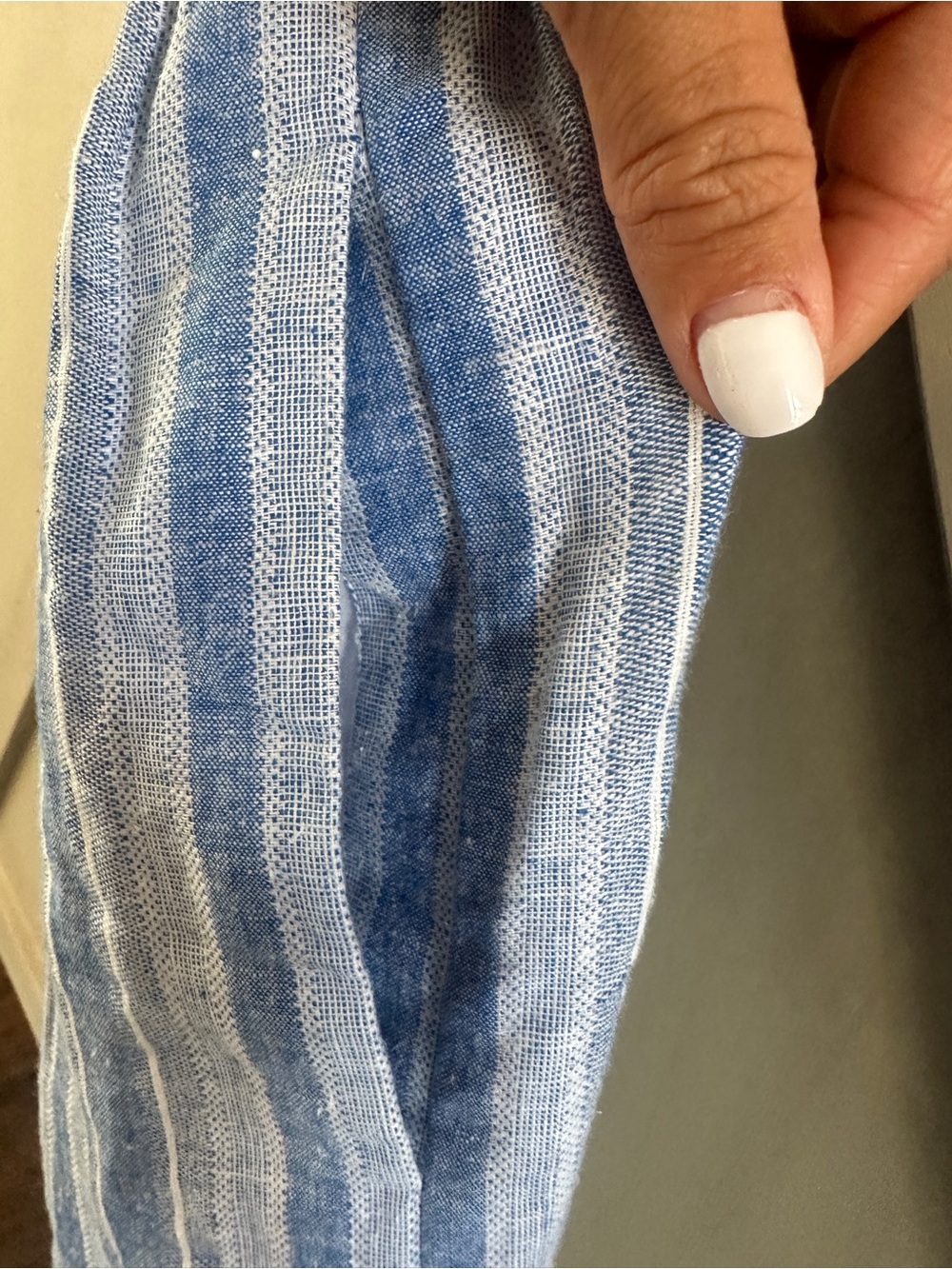Draper James Blue White Linen Blend Stripe Button Front Midi Dress Size 10 - Picture 7 of 12